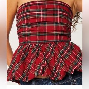 Hollister Red Plaid Ruffled Blouse